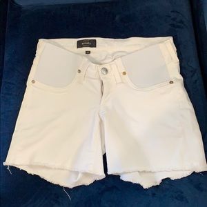 JCrew Maternity white raw hem shorts